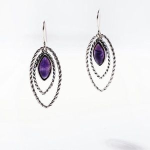 Upscale Marquise Earrings with Amethyst Drop
